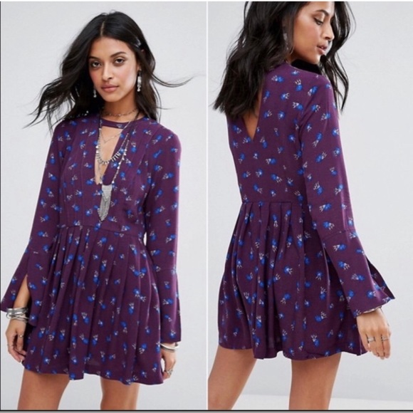 Free People Dresses & Skirts - Free People Teagan Purple Floral Dress, size 4